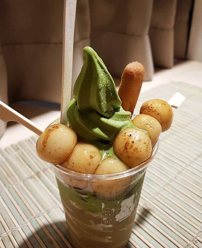 Custom Matcha Ice Cream Cup at Matchaya

I ordered their Matchaya's custom cup with an extra serving of grilled Shiratama Dango (白玉団子) or chewy rice balls.