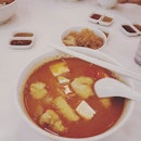 Tom yum fish soup with mee sua.