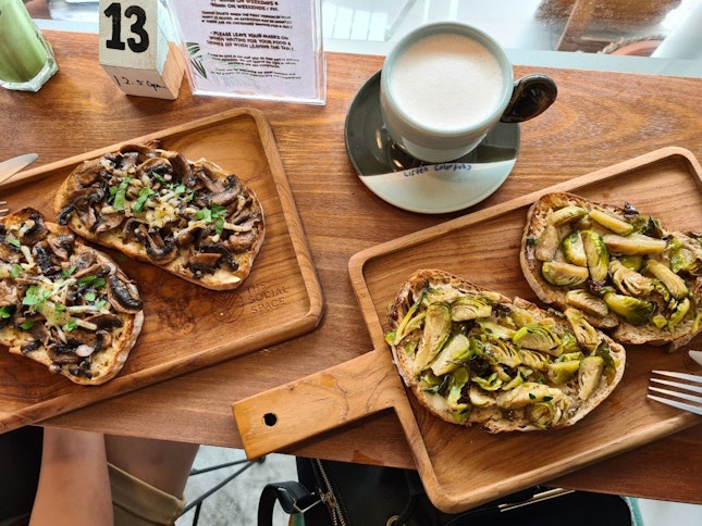 Roasted Mushroom + Brussel Sprout Toast