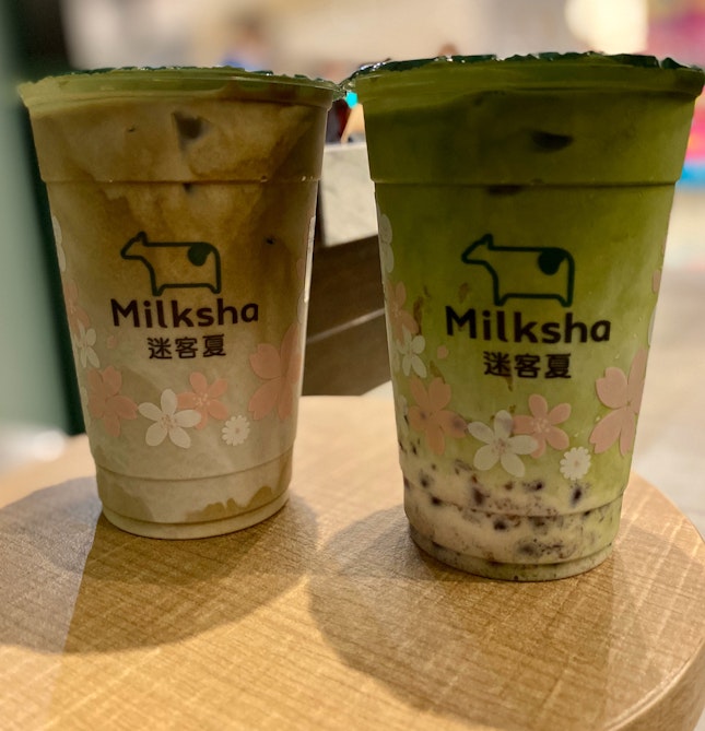 Hojicha Fresh Milk+Matcha Azuki | $8