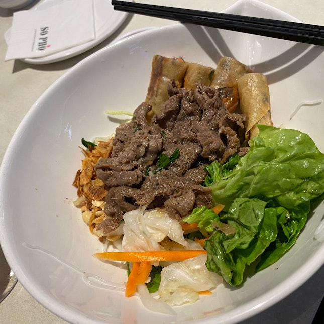 Sliced Beef And Spring Rolls Dry Noodles