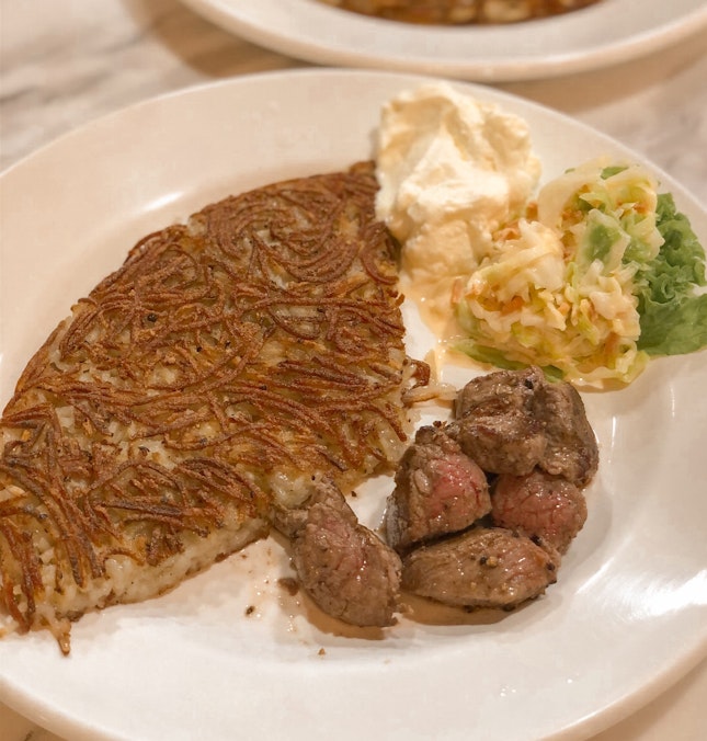 $12 Rosti With Beef Chunks