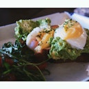 Poached eggs and a generous portion of creamy avocados on toast = #HEAVEN!!