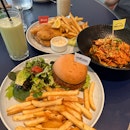 Rendang Burger, Fish & Chips and Chicken Arrabbiata