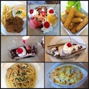 👭👭🍴🍟🍰🍝🍛 #throwback #birthday #celebration #swensens #icecream #fries #chicken #cheesesticks #cake #spaghetti #cheesy #bakedrice #yummy #foodporn