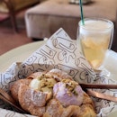 Buttery Croissant Vessel W/ Double Scoop White Chrysanthemum and Earl Grey Lavender Ice Cream | $17.80