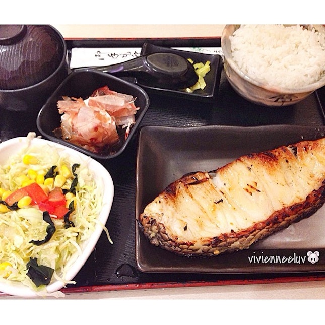 [Mero Saikyo Set S$16.50] - silver cod, comes with rice, miso soup, salad, tsukemono & kobachi.