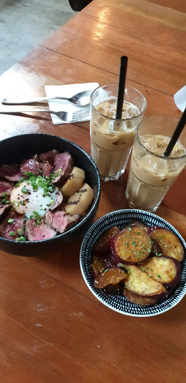 Yuzu Soy Glazed Sweet Potato & Suki Beef Roce Bowl