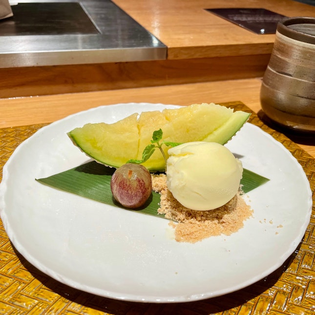 Japanese Melon with Yuzu Ice Cream