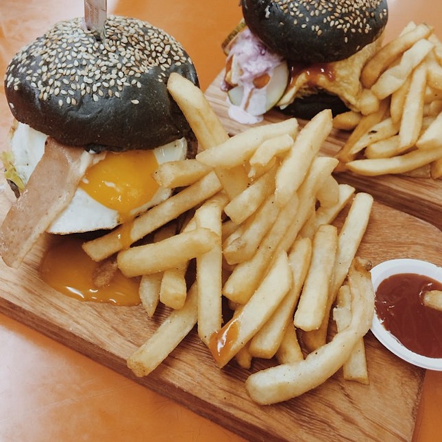 Charcoal Abg Ramly burger and Angels and Demons from Blink Burger