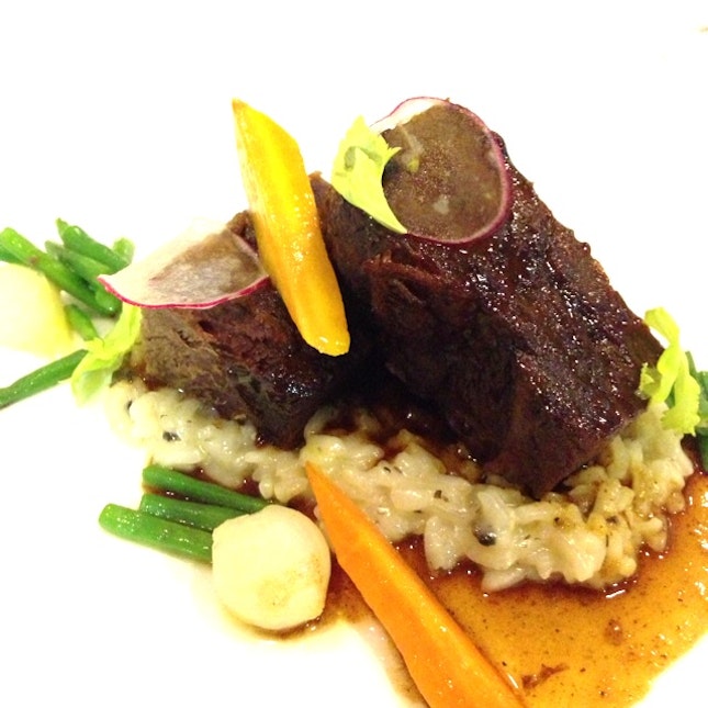 Braised Beef Short Ribs With Spring Vegetables And Risotto