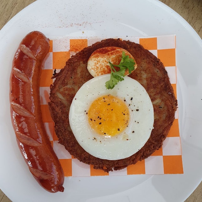 Rosti With Sausage & Egg ($8.90)