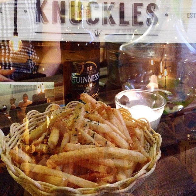 $6 truffle fries at #knuckles, which is co-owned by the same people behind Nakhon!