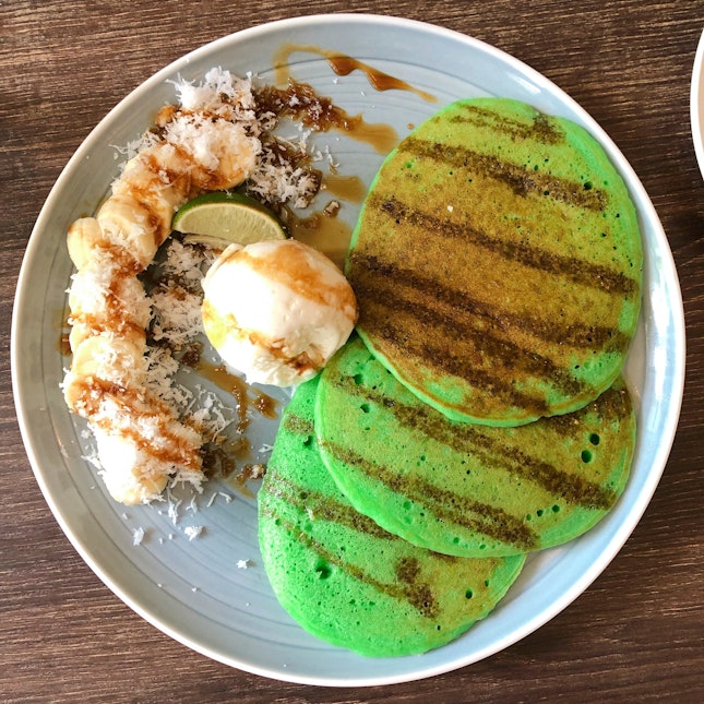 Coconut Pancakes ($14), Peanut Butter Cheesecake ($7, Not Pictured)