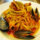earlier today for lunch, Seafood Pomodoro!