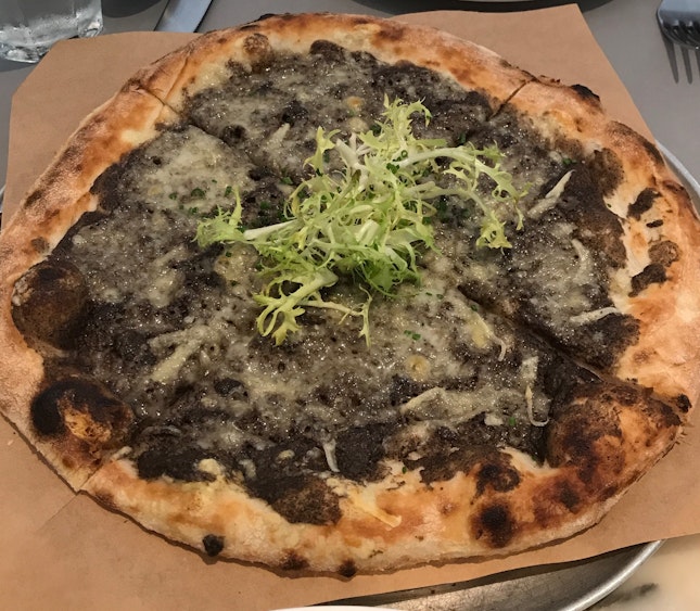 Black Truffle and Fontina Cheese Pizza [$34]