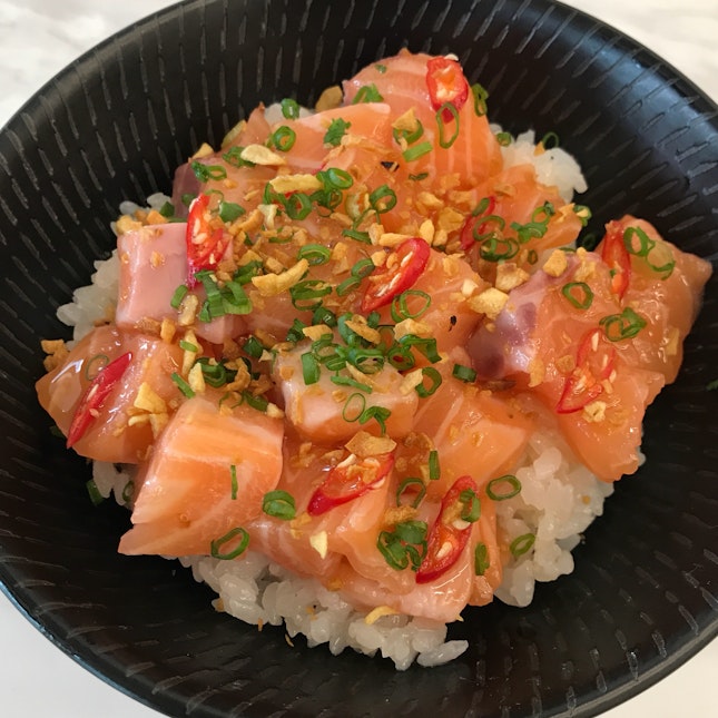 Spicy salmon don [$13.90]