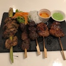 Charcoal Grilled Meats - Lemongrass Chicken [$4.80/each], Marbled Beef Cubes [$5.80/each], Moo Ping (Thai sweet pork) [$2.80/each]