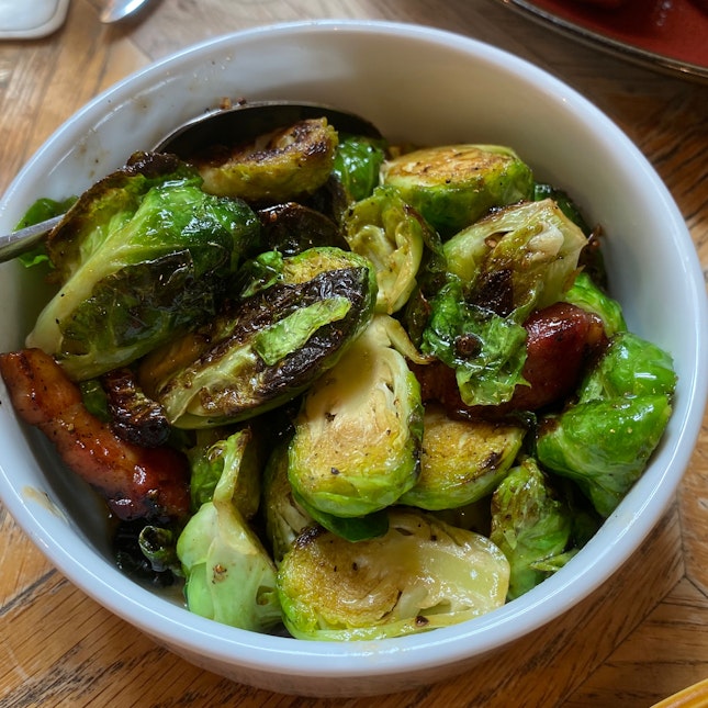 Brussel Sprouts with bacon & maple [$14]