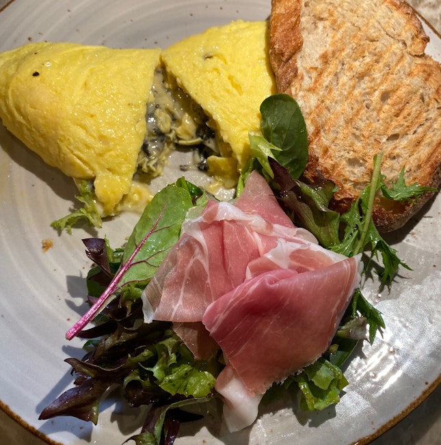 Truffle infused omelette [$25]