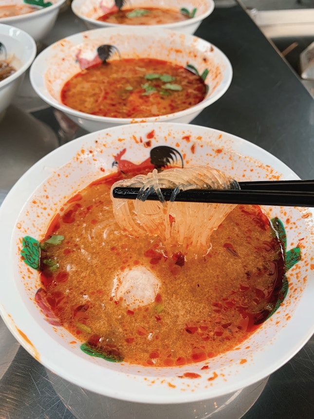 red tom yum with glass noodles ($0.80++)