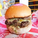 The Dead Hippie - two mustard fried patties, cheese, chopped onions, lettuce and pickles.