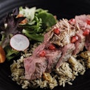 Roast beef with bordelaise butter on jeweled olive rice from @duskbyslake at Timbre+.