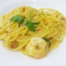 Salted Egg Prawn Pasta with lots of salted egg sauce !