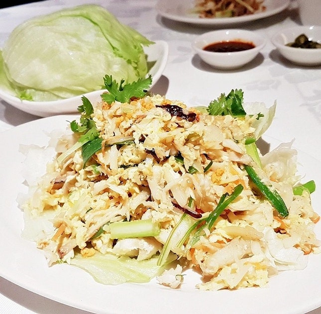 Crab Meat & Scrambled Eggs With Lettuce (SGD $18) @ Beng Thin Hoon Kee.