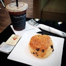 Morning Coffee at @rockymaster_sg  with scone and iced Americano.