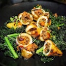Grilled Squid Stuffed with Thai Basil Chicken ($20.00). 