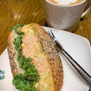 Perfect combination @starbuckssg prawn mayo and hot latte double shot!