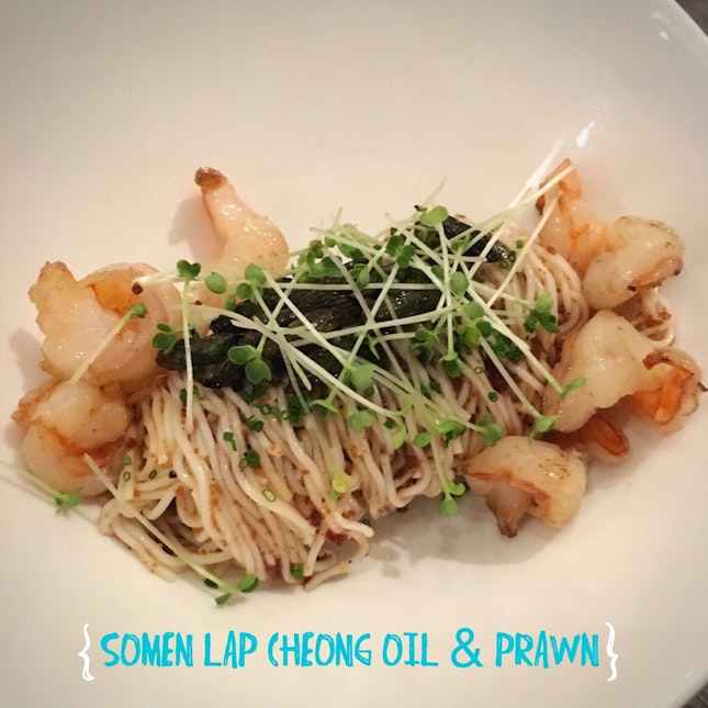 Somen With Lap Cheong Oil & Prawn