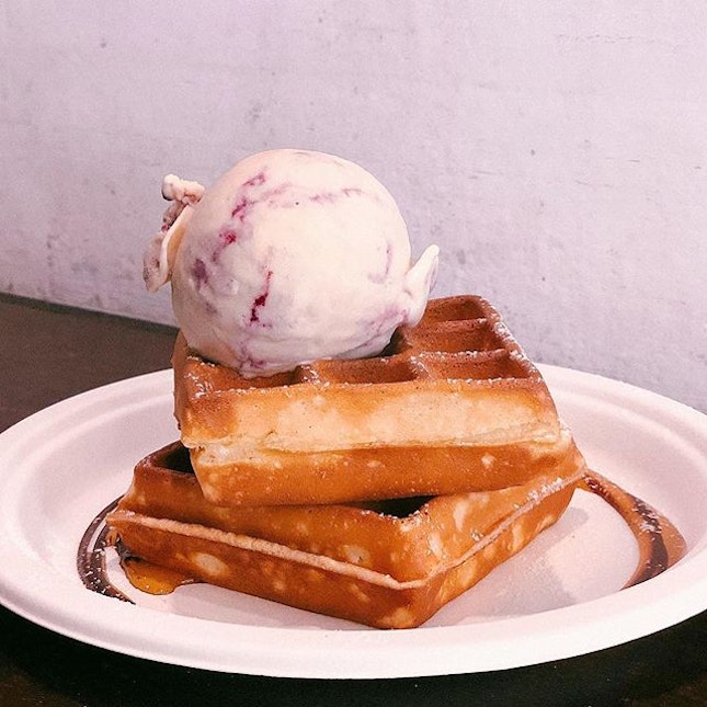 Waffles Premium Black Forecr & Peanut Butter and Jelly ($10.10 each) • having waffles for lunch because we want to use our #burpplebeyond for creamier.