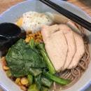 Soba (with sous vide chicken breast, onsen egg, ABC miso soup) ($4)