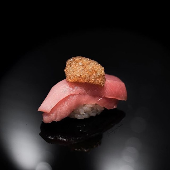 [Burpple Sushi Month] Double Chutoro with Shoyu Foam ($98 sushi omakase).