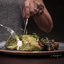 [Sustainably sourced] Organic Basil-crusted Glacier 51 Tooth Fish ($38).