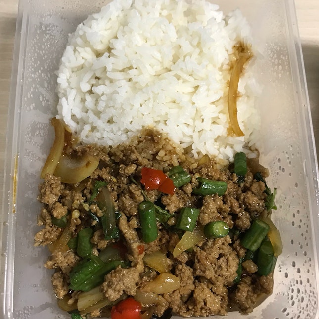 Thai Basil Pork With Rice ($6.50)