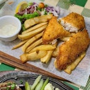 Thin and crisp batter with thick fish strip of fish.
