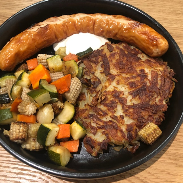 Mix & Match - Chicken Cheese Sausage + Rosti + Roasted Vegetables