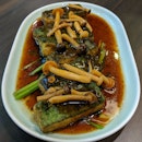 Jade Tofu w/ Shimeiji Mushroom ($18.00+)