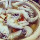 Chicken feet in Chinese herbs soup.