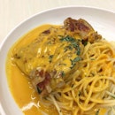 Spaghetti with Grilled Chicken and Salted Egg Yolk Sauce