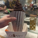 Tried the cinnamon sugar chimney cone with homemade chocolate mint soft-serve!
