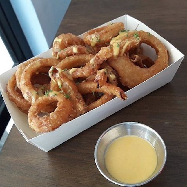 Salted Egg Onion Rings (SGD$12.00) - the idea was interesting and refreshing, since everyone is wild about salted-egg items these days.
