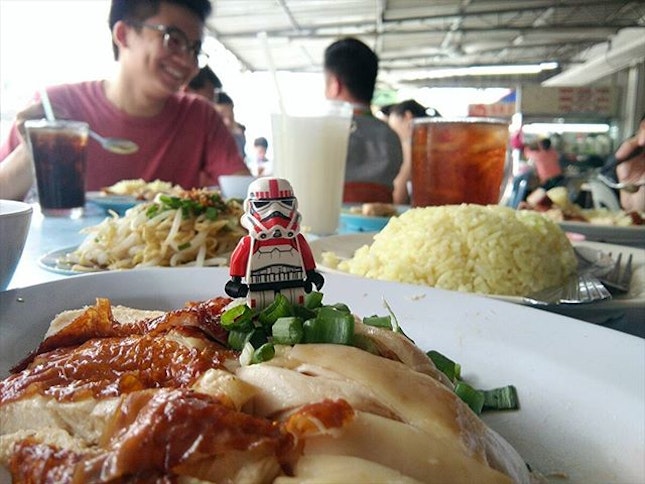 That smile when you eating chicken rice with your awesome colleagues.