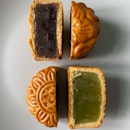 Mini Baked Mooncakes - Red Bean Paste with Orange Peel & Pandan Paste with Melon Seeds ($70 for 8 pieces)