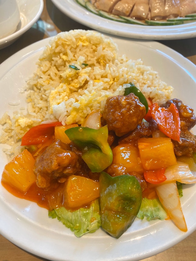 Sweet & Sour Pork with Egg Fried Rice ($8.90)