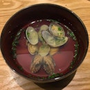 Clear baby clam soup to end our lovely dinner.