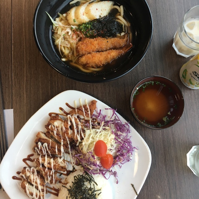 Chicken Katsu Bento Rice Set & Tempura Udon